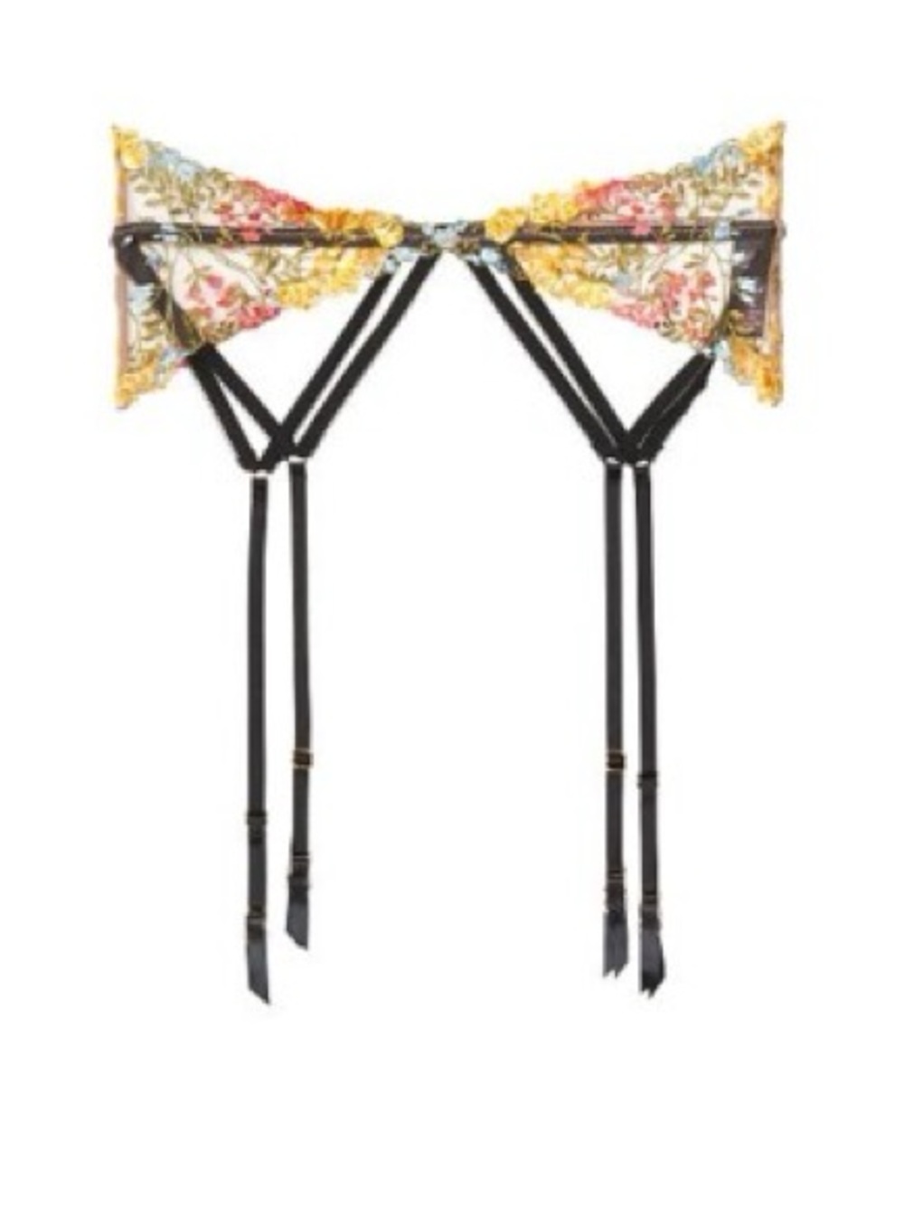 NWOT Victoria's Secret Dream Angels Floral Lace Garter Belt with Black Straps